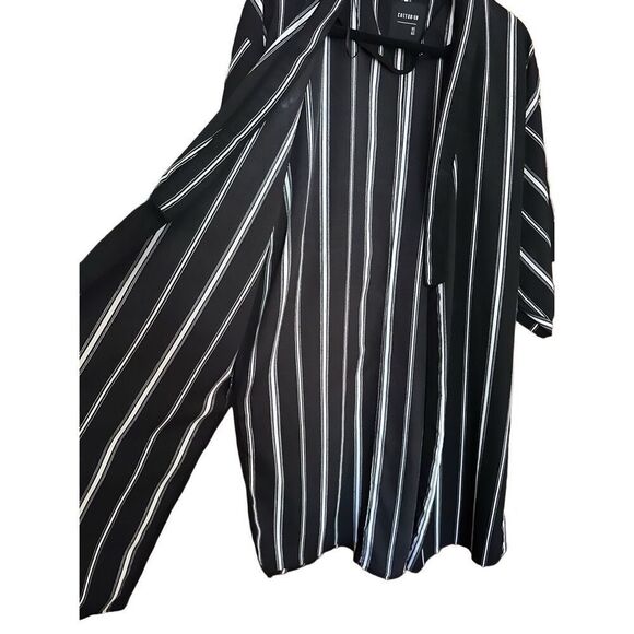 Cotton On White Black Pin Stripe Lightweight Oversized Long Cardigan | Size M/L - Picture 5 of 7